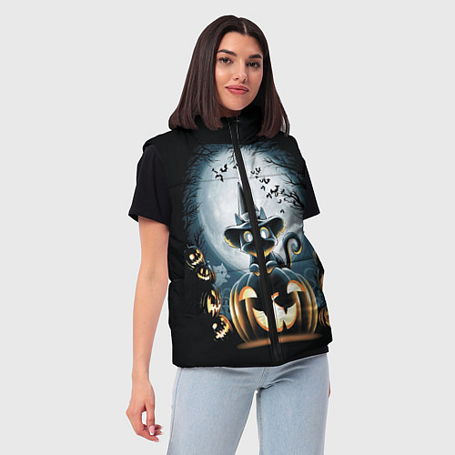 Женский жилет Хэллоуин Кот / 3D-Черный – фото 3