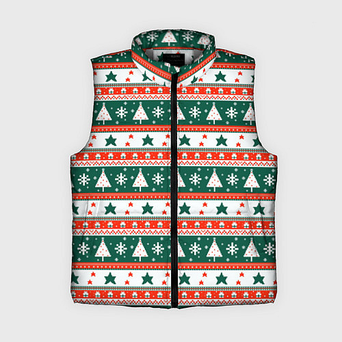 Женский жилет Новогодний орнамент / 3D-Светло-серый – фото 1