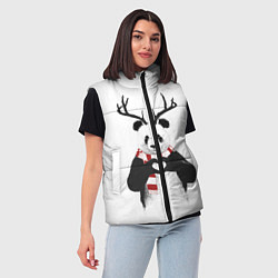 Женский жилет Новогодний Панда, цвет: 3D-черный — фото 2