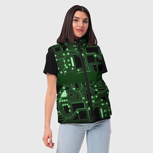 Женский жилет Неоновая схема / 3D-Черный – фото 3