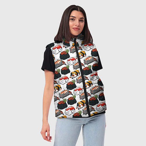 Женский жилет Котики Суши / 3D-Красный – фото 3