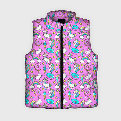 Женский жилет Единороги и пончики / 3D-Светло-серый – фото 1