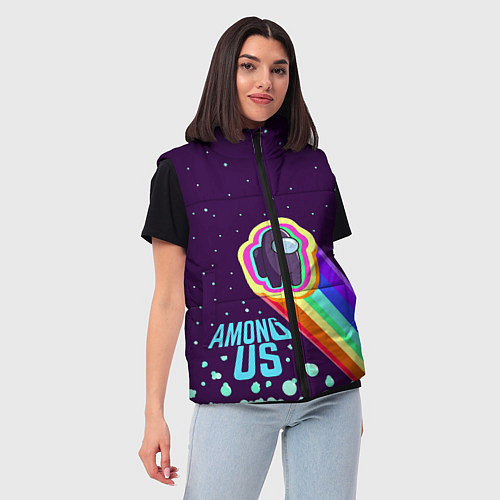 Женский жилет AMONG US neon rainbow / 3D-Красный – фото 3