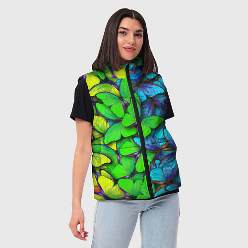 Женский жилет Радужные бабочки / 3D-Красный – фото 3