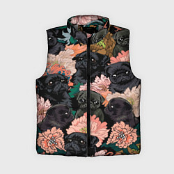 Женский жилет Мопсы и Цветы