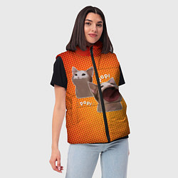 Женский жилет Cat Pop Мем, цвет: 3D-красный — фото 2