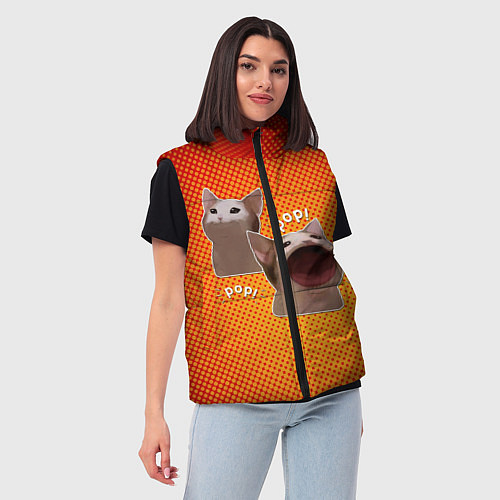 Женский жилет Cat Pop Мем / 3D-Красный – фото 3