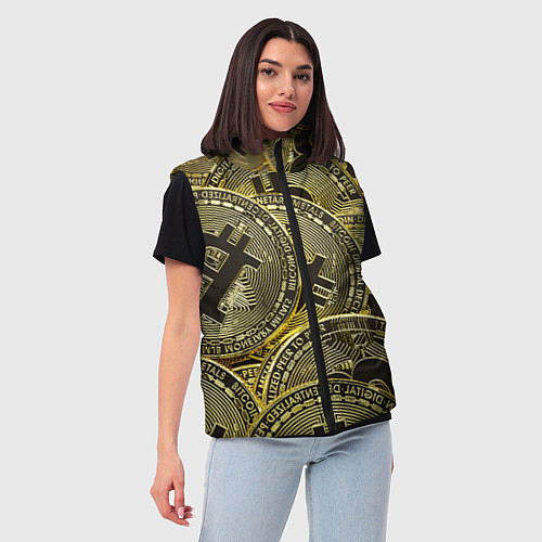 Женский жилет БИТКОИНЫ МОНЕТЫ / 3D-Красный – фото 3