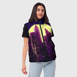 Женский жилет Неоновый город, цвет: 3D-красный — фото 2