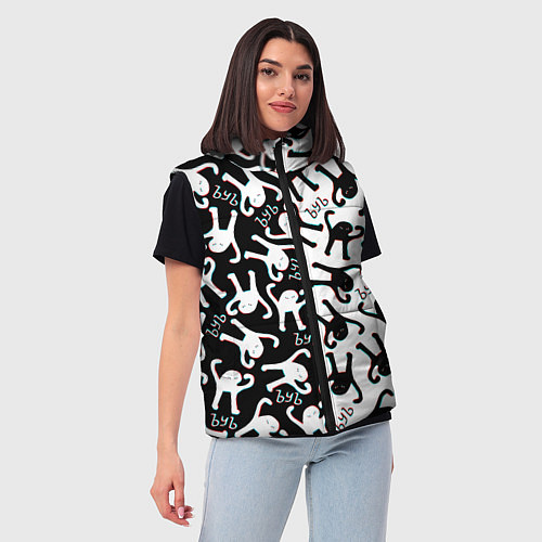 Женский жилет МЕМ КОТ ЪУЪ СЪУКА / 3D-Красный – фото 3