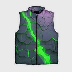 Женский жилет ЗЕЛЕНЫЙ РАЗЛОМ 3Д РАЗЛОМ, цвет: 3D-черный