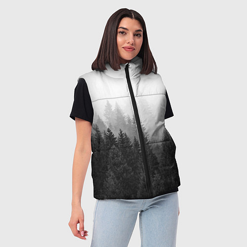 Женский жилет Туманный лес / 3D-Черный – фото 3