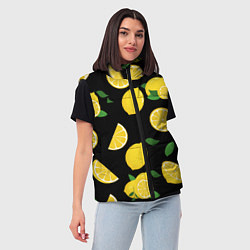 Женский жилет Лимоны на чёрном, цвет: 3D-красный — фото 2
