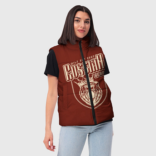 Женский жилет Русский медведь в короне / 3D-Светло-серый – фото 3