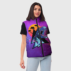 Женский жилет Retrowave Neon Dinosaur, цвет: 3D-черный — фото 2