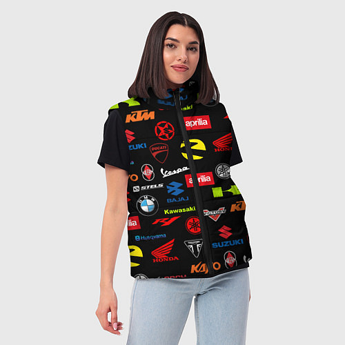 Женский жилет Motorcycle pattern Мото паттерн Z / 3D-Светло-серый – фото 3