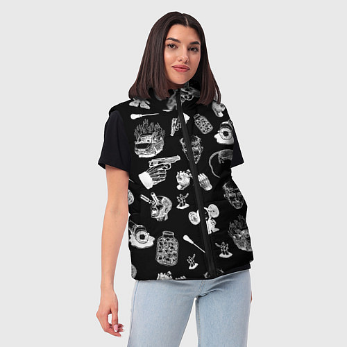 Женский жилет КРОВОСТОК ТАТУИРОВКИ / 3D-Черный – фото 3