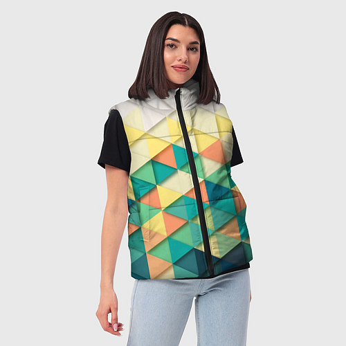 Женский жилет Ромбики / 3D-Красный – фото 3