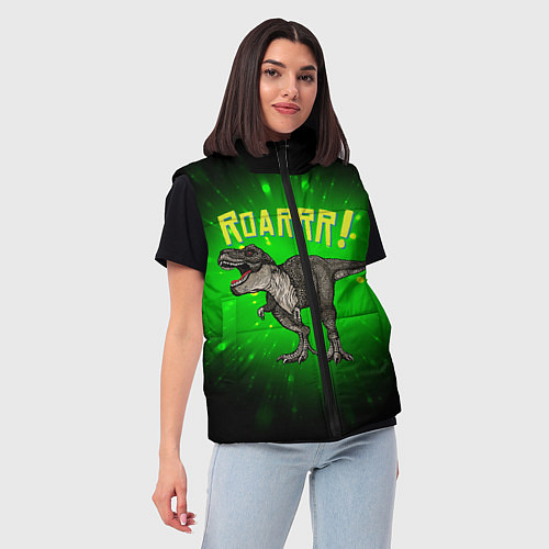 Женский жилет Roarrr! Динозавр T-rex / 3D-Черный – фото 3