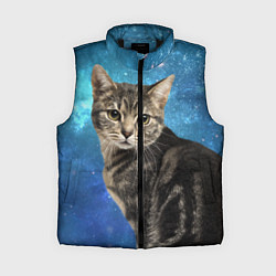 Женский жилет Кот Космос, цвет: 3D-черный