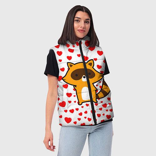Женский жилет Енот в сердечках / 3D-Светло-серый – фото 3