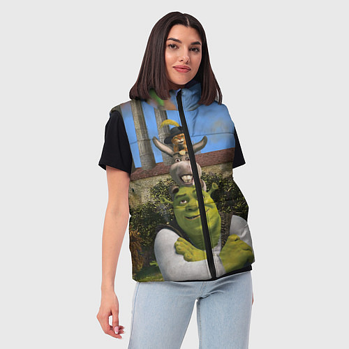 Женский жилет Шрек, Кот и Осёл / 3D-Красный – фото 3