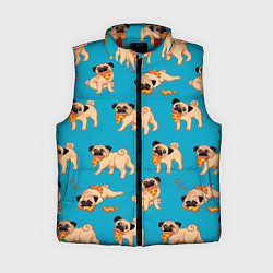 Женский жилет Мопсы с пиццей, цвет: 3D-красный