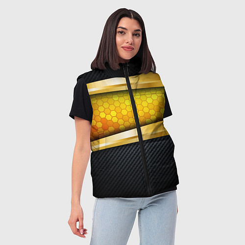 Женский жилет 3D ЗОЛОТЫЕ СОТЫ БРОНЯ 3Д / 3D-Черный – фото 3