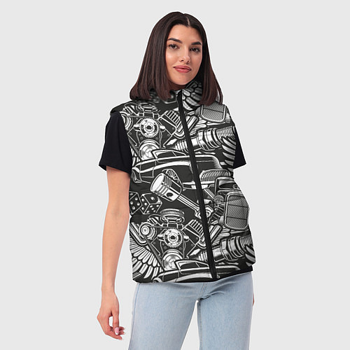 Женский жилет Механика Автомобиль / 3D-Черный – фото 3
