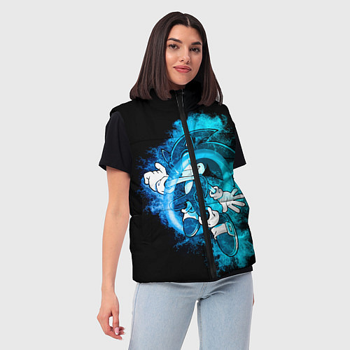 Женский жилет Соник сквозь кольцо / 3D-Черный – фото 3