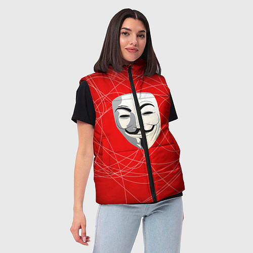 Женский жилет Маска Гая Фокса / 3D-Красный – фото 3