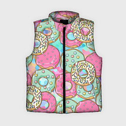 Женский жилет РазНоцветные Пончики, цвет: 3D-светло-серый