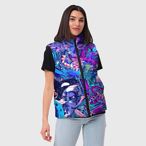 Женский жилет Неоновые Звери / 3D-Черный – фото 3