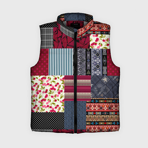 Женский жилет Деревенский стиль Пэчворк / 3D-Светло-серый – фото 1