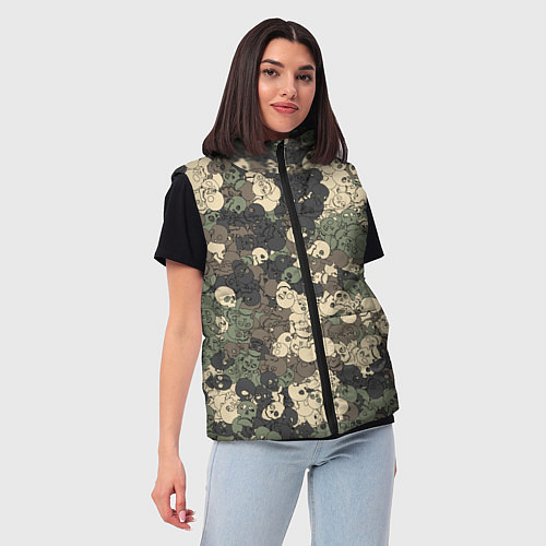 Женский жилет Камуфляжный рисунок из черепов / 3D-Красный – фото 3