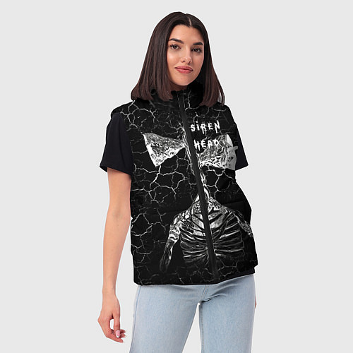 Женский жилет Сиреноголовый Трещины Надпись / 3D-Красный – фото 3