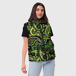 Женский жилет Ярко зеленые славянские узоры, цвет: 3D-светло-серый — фото 2