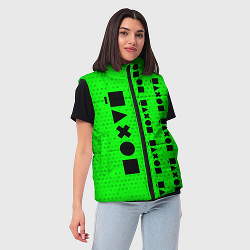 Женский жилет Безразличие - Космос Паттерн справа / 3D-Черный – фото 3