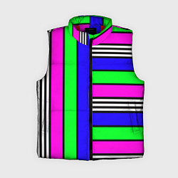 Женский жилет Полосатый яркий летний узор, цвет: 3D-красный