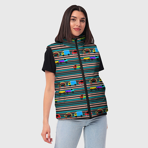 Женский жилет Детский полосатый узор / 3D-Черный – фото 3