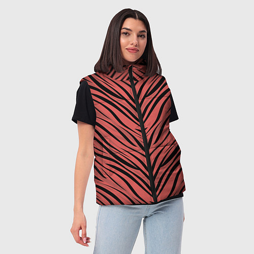 Женский жилет Полосатый тигровый узор / 3D-Черный – фото 3