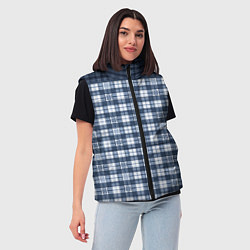 Женский жилет Синий узор в клетку, цвет: 3D-светло-серый — фото 2