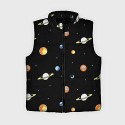Женский жилет Планеты в космосе, цвет: 3D-черный