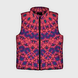Женский жилет Круглый красный орнамент, цвет: 3D-черный
