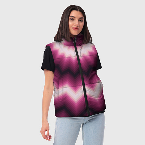Женский жилет Черно-пурпурный калейдоскоп / 3D-Черный – фото 3