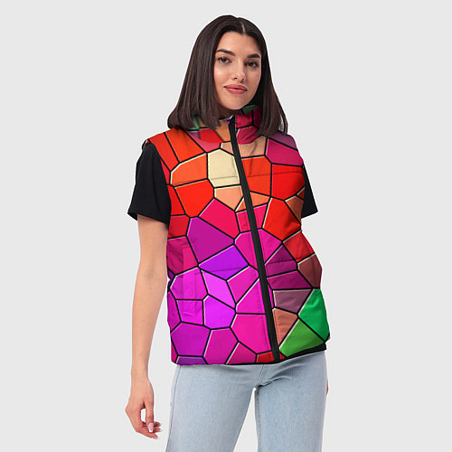 Женский жилет Мозаика цветная / 3D-Красный – фото 3