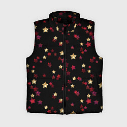 Женский жилет Блестящие звезды на черном, цвет: 3D-черный