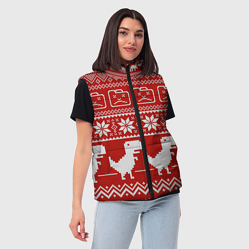 Женский жилет Новогодний гугл / 3D-Черный – фото 3