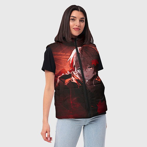 Женский жилет Кадзуха в кленовых листьях / 3D-Черный – фото 3