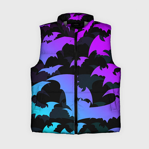 Женский жилет ЛЕТУЧИЕ МЫШИ ХЕЛЛОУИН НЕОН HALLOWEEN NEON / 3D-Светло-серый – фото 1